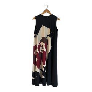 Georgette Women's Dress Size Large Artsy Maxi Long Sleeveless